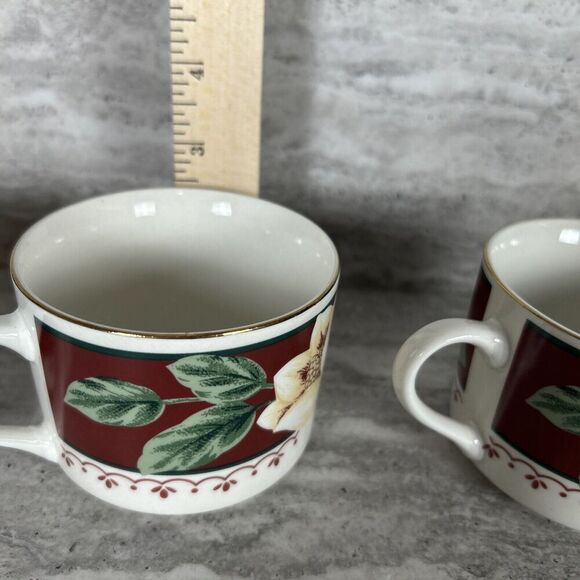 Gibson Everyday China Sweet Magnolia‎ Pattern Cup Mug Set Of 4 - Picture 15 of 16